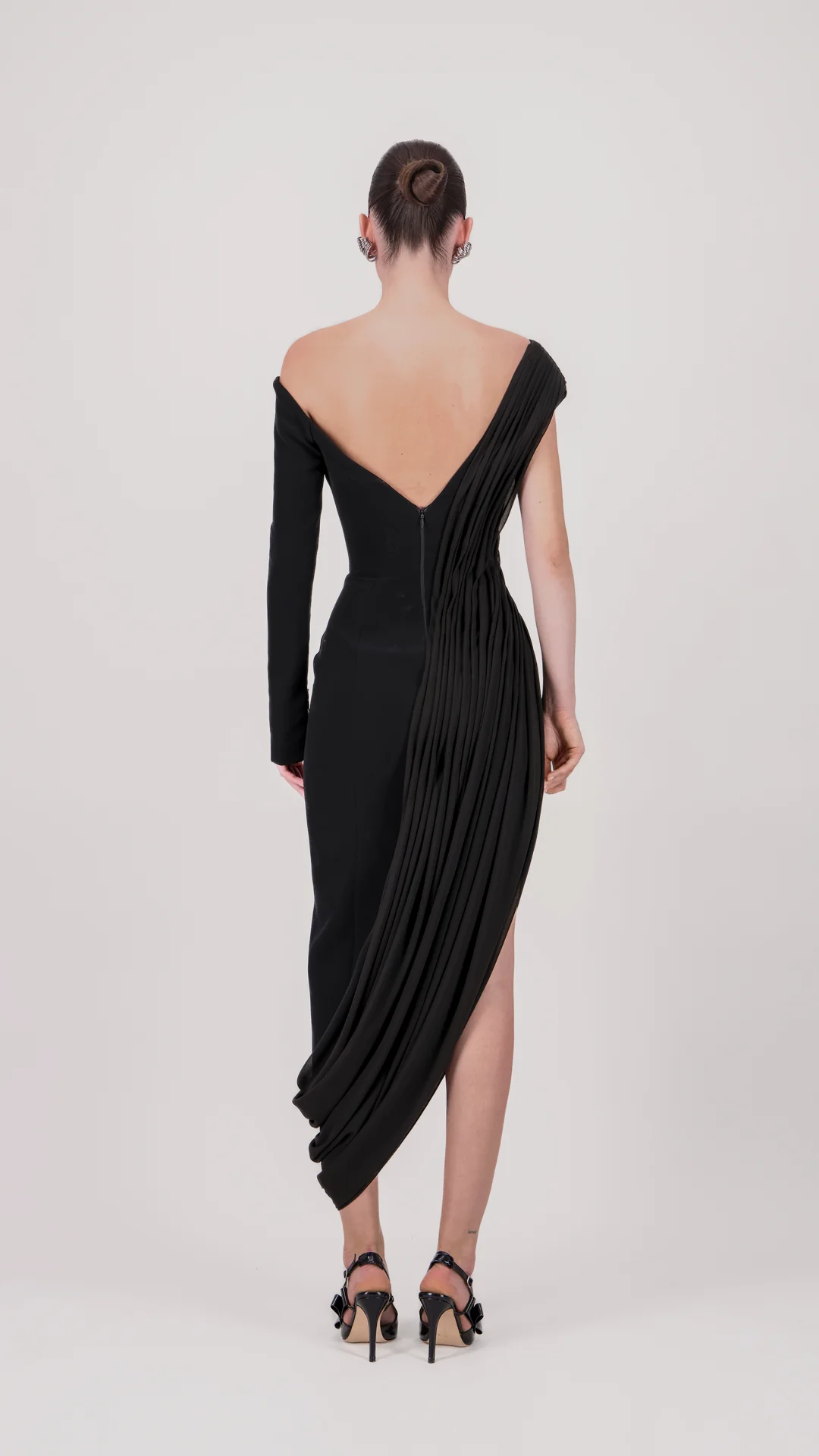 Asymmetric Off-Shoulder Midi Dress - Image 2