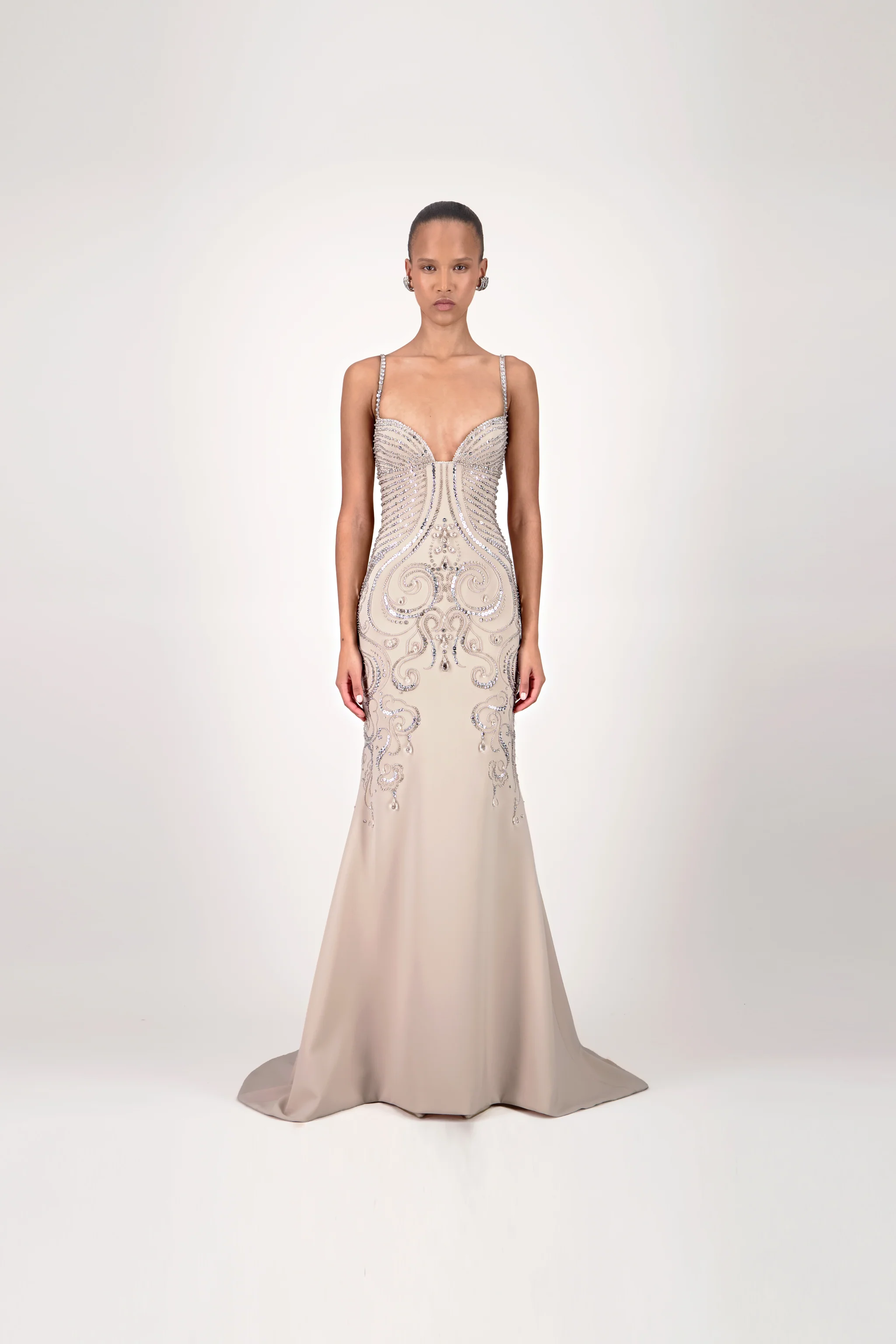 Beaded Sweetheart Long Dress