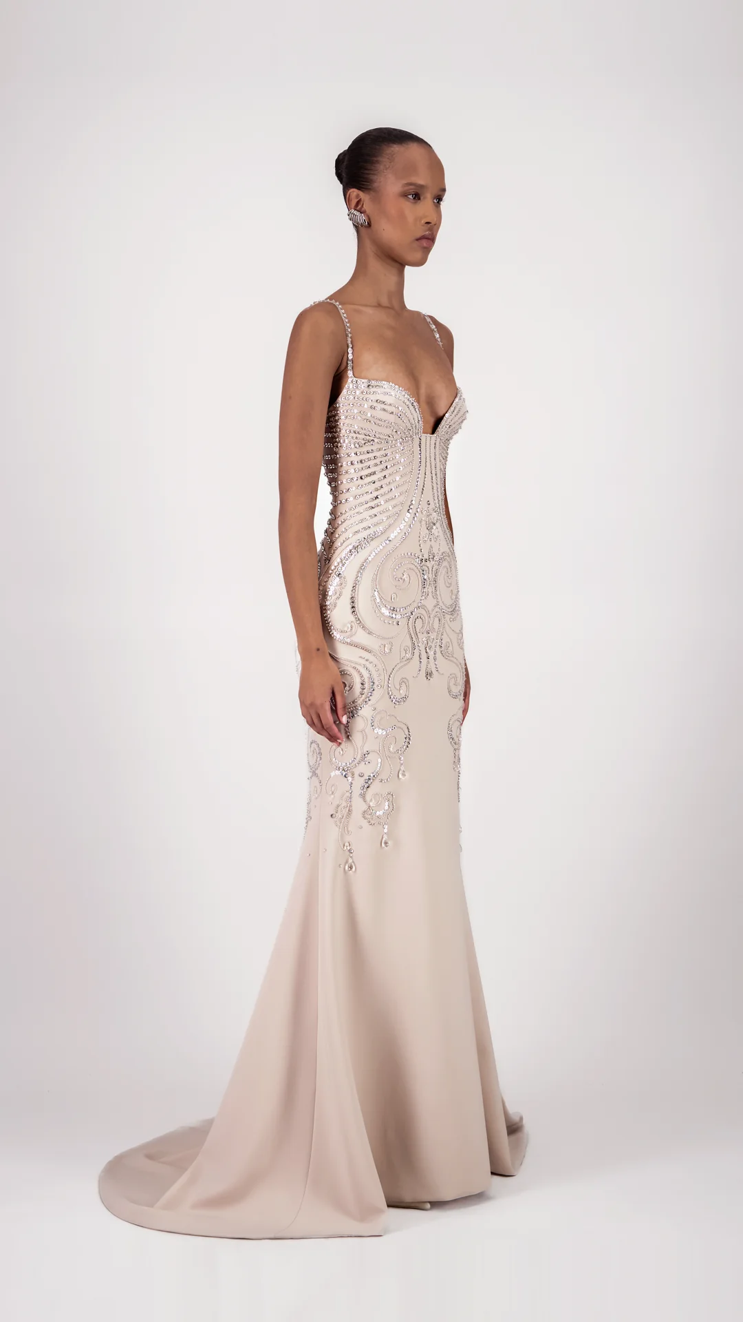 Beaded Sweetheart Long Dress - Image 3