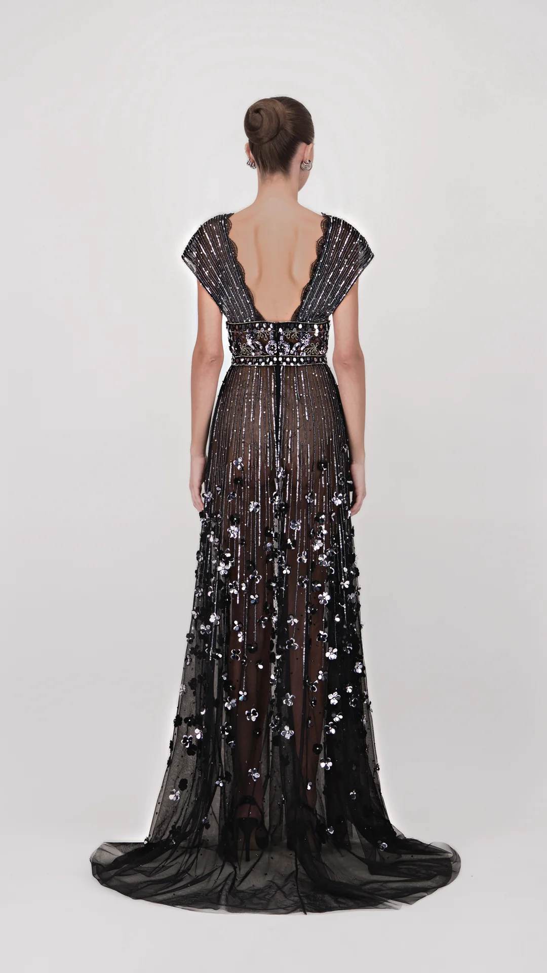 Embellished Deep V Long Dress - Image 2