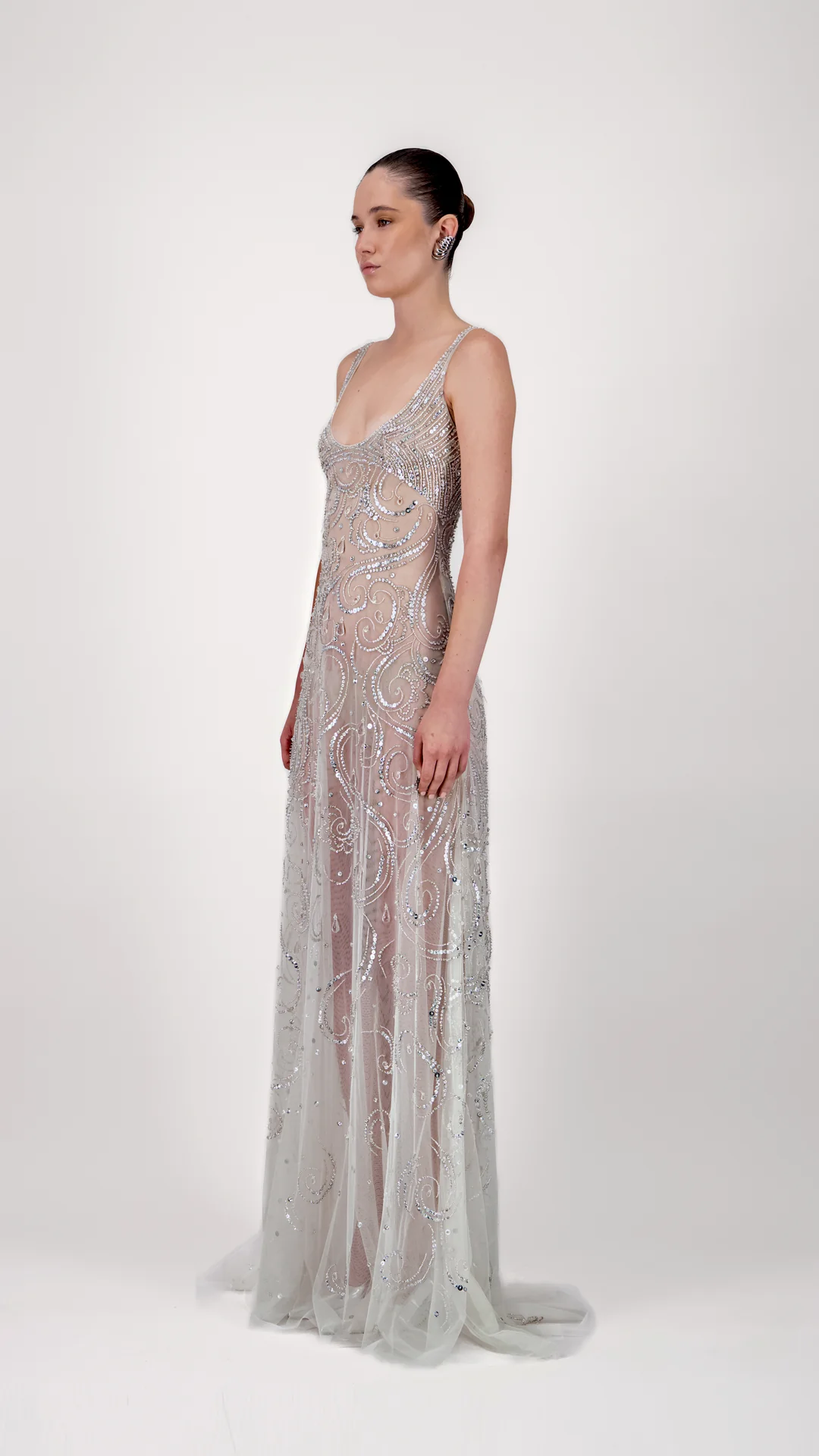 Embellished Strap Sheer Long Dress - Image 3