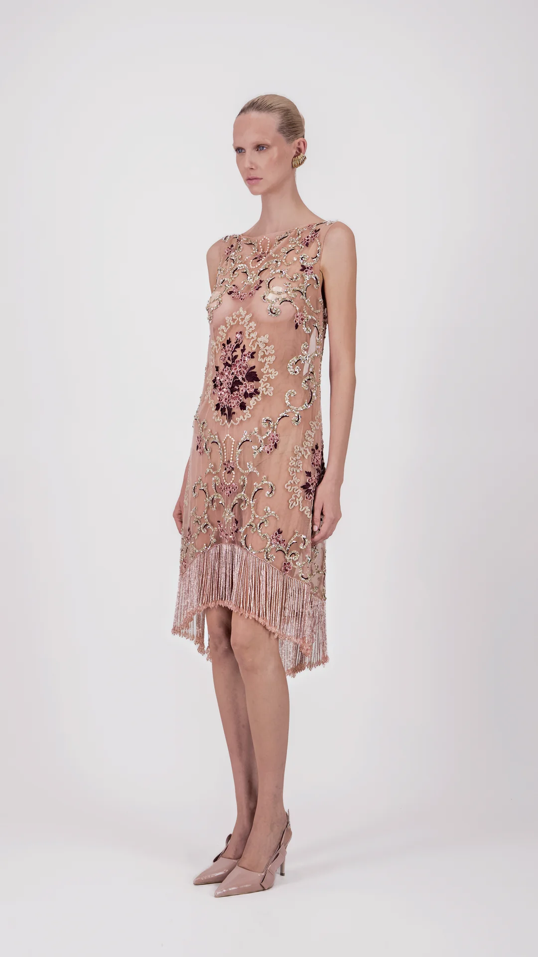 Embroidered Fringe Short Dress - Image 3