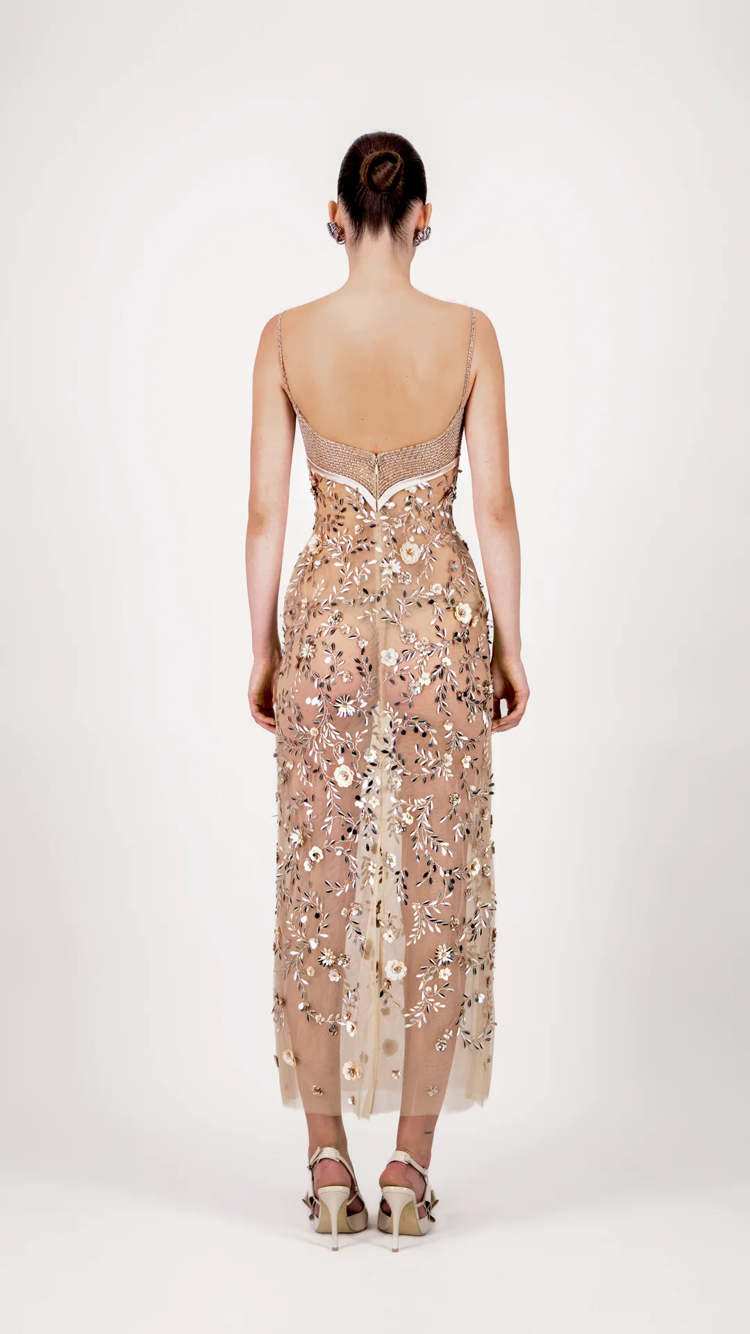 Floral Embroidered Tulle Midi Dress - Image 2