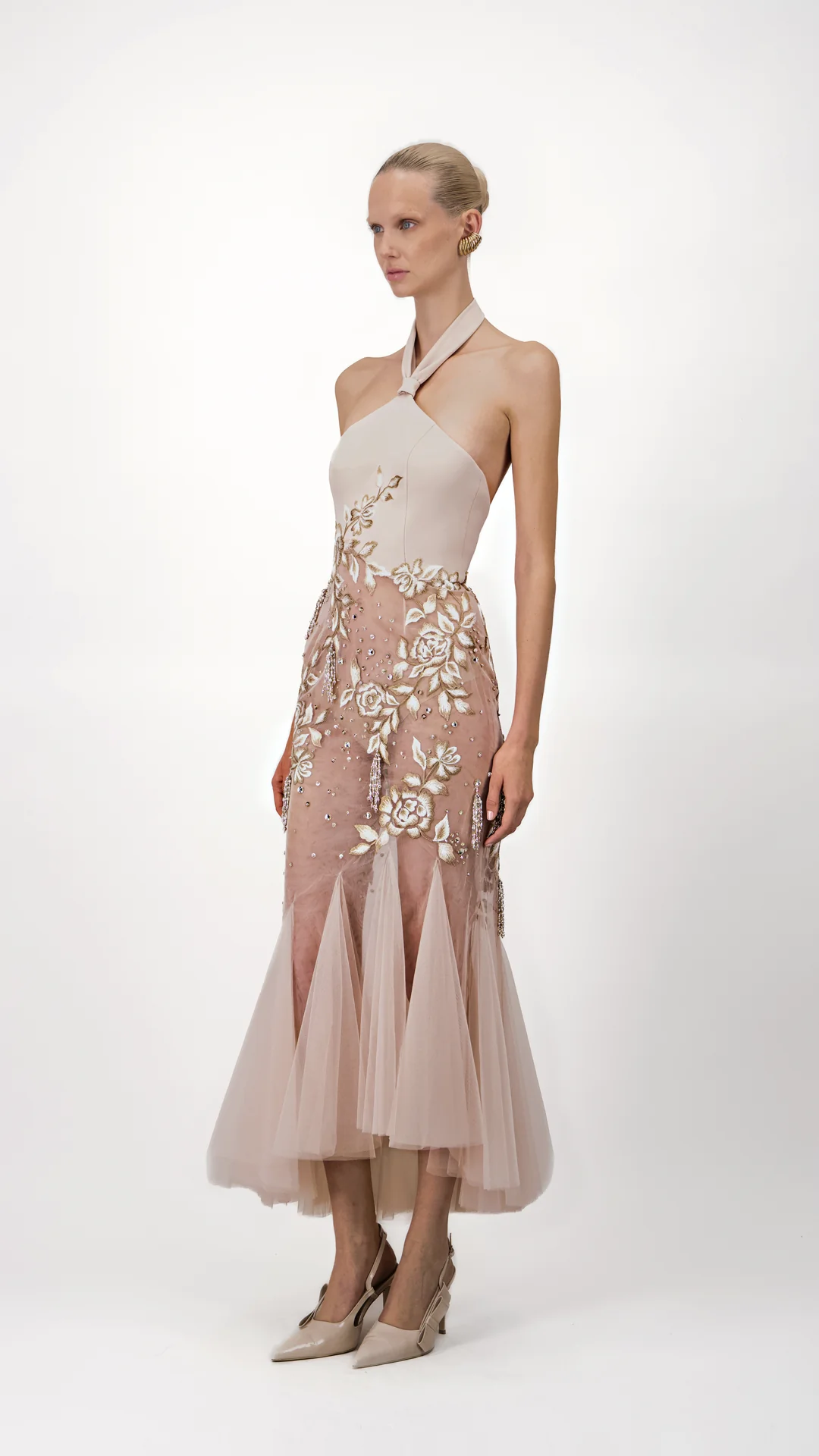 Halter Tulle Midi Dress - Image 3