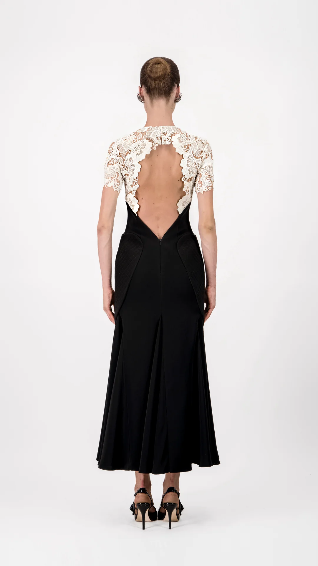Lace Bodice Crepe Midi Dress - Image 2