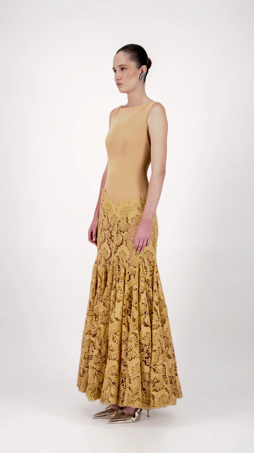 Lace Godet Long Dress - Image 3