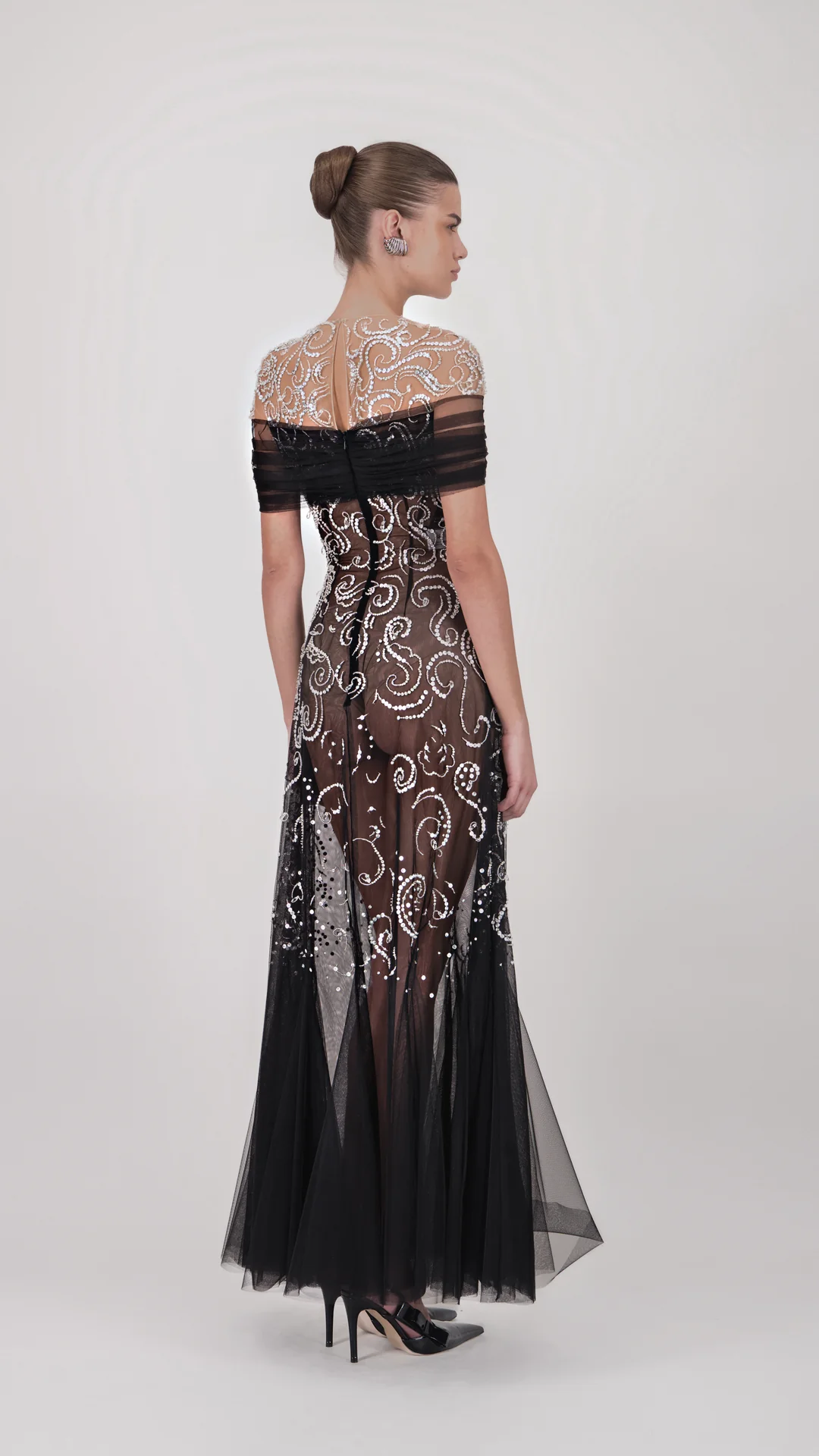 Off-Shoulder Beaded Tulle Midi Dress - Image 2