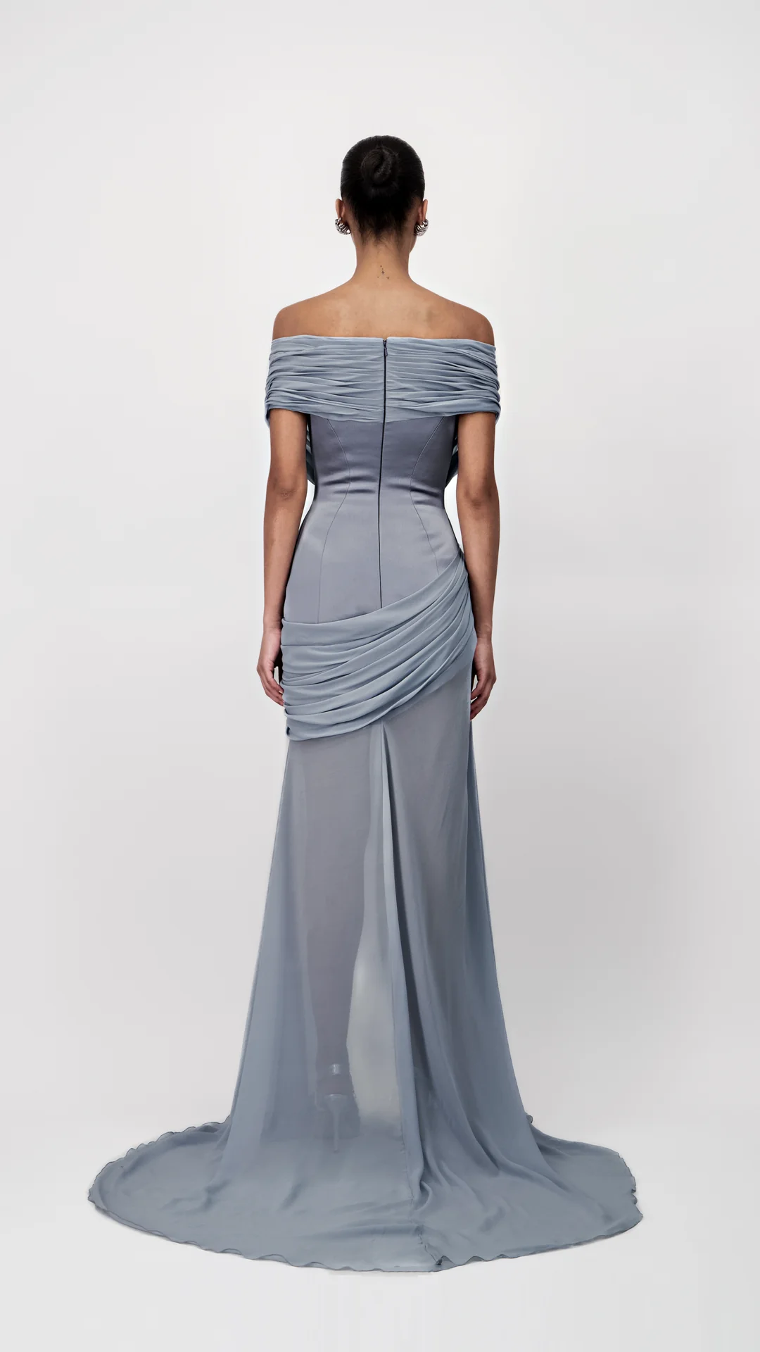 Off-Shoulder Draped Long Dress - Image 3