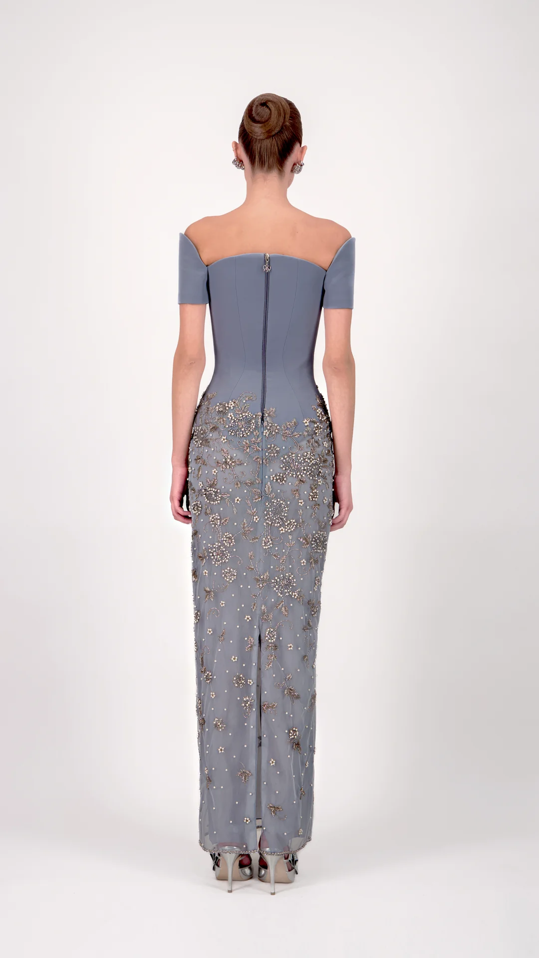 Off-Shoulder Embroidered Long Dress - Image 2