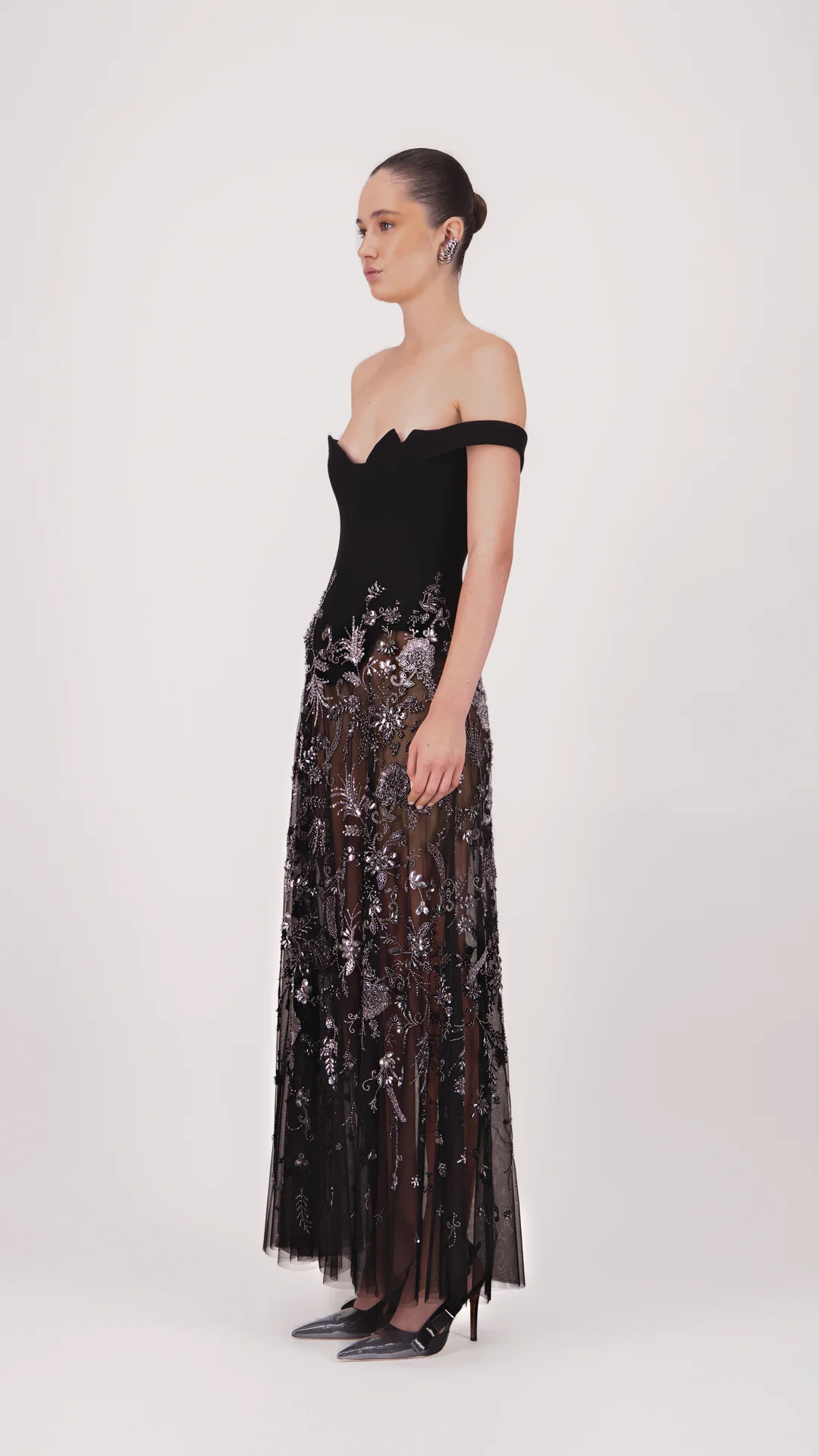 Off-Shoulder Embroidered Midi Dress - Image 3