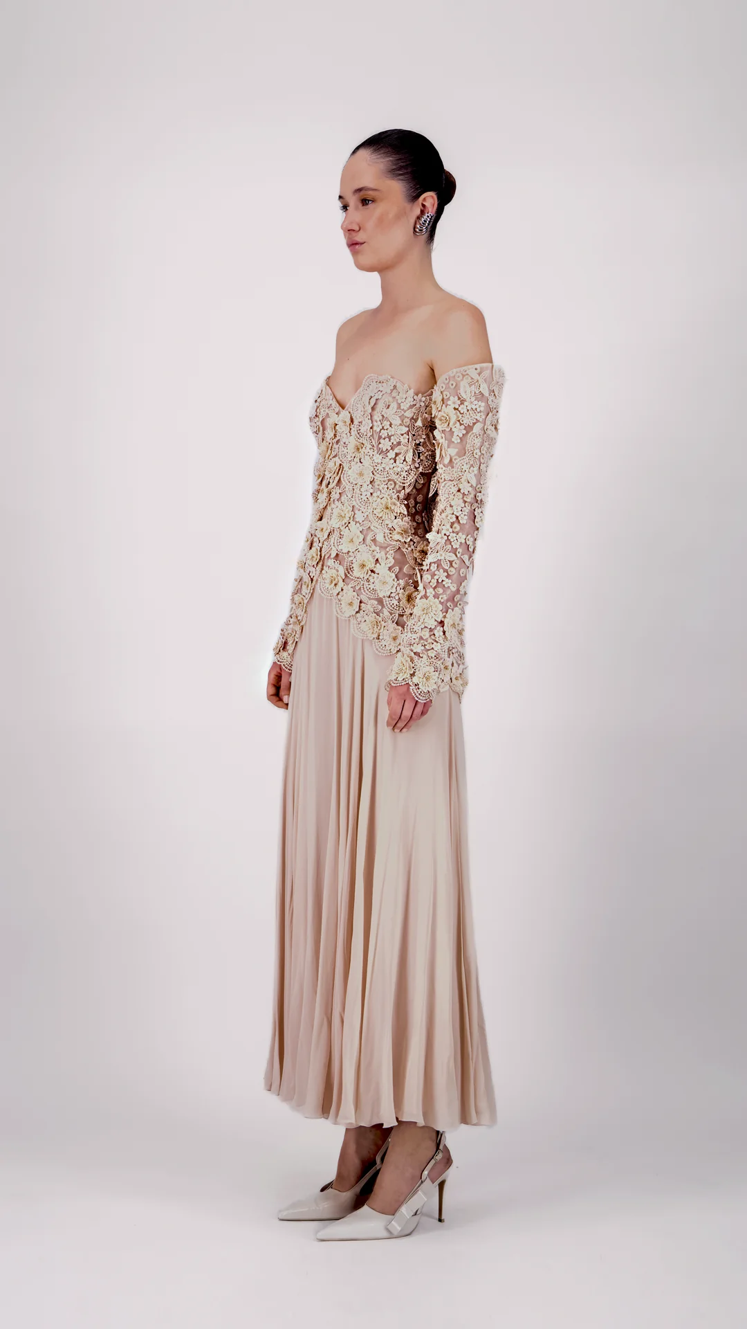 Off-Shoulder Lace Midi Dress - Image 2