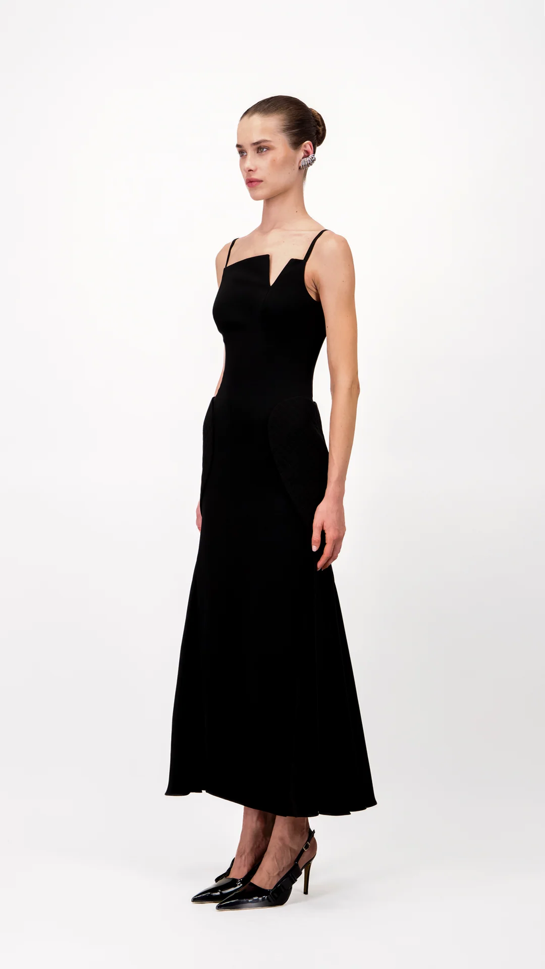 Panelled Crepe Midi Dress - Image 3
