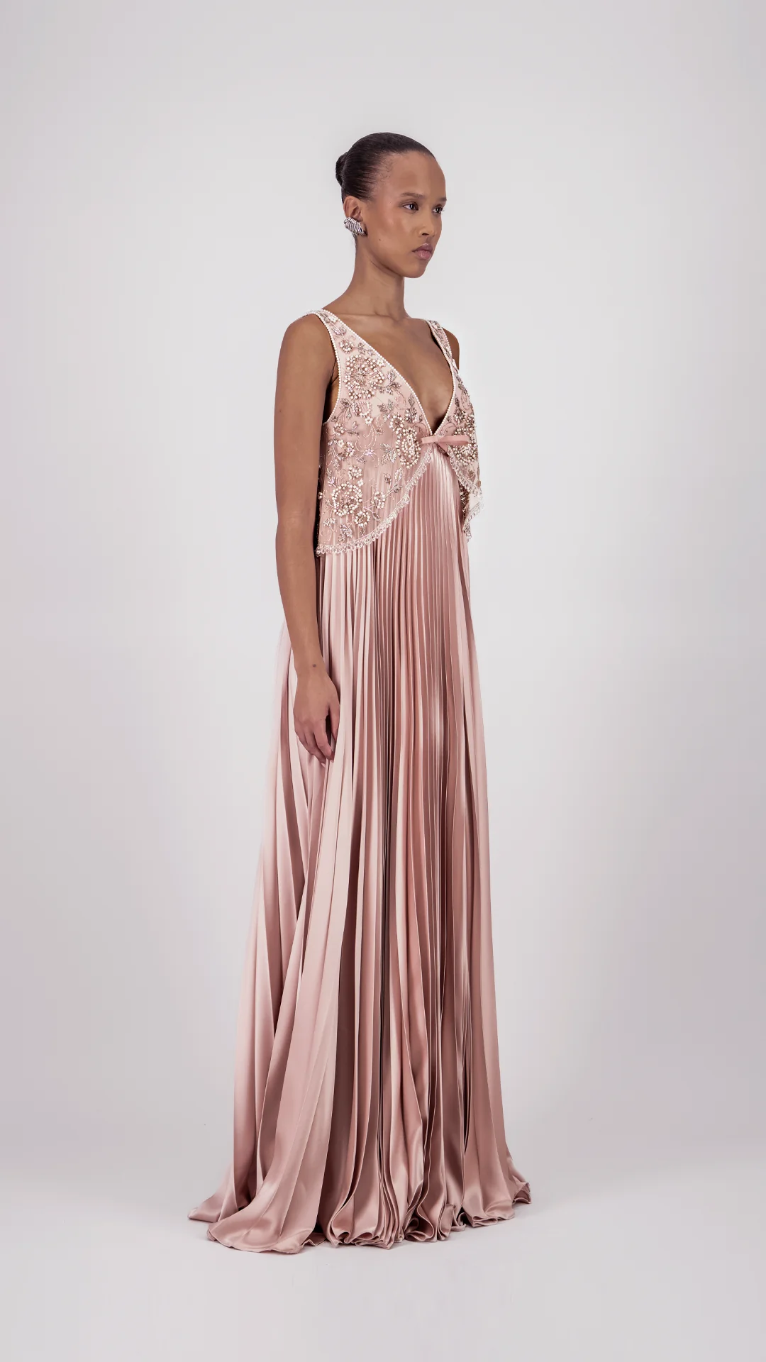 Pleated Embellished Long Dress - Image 2