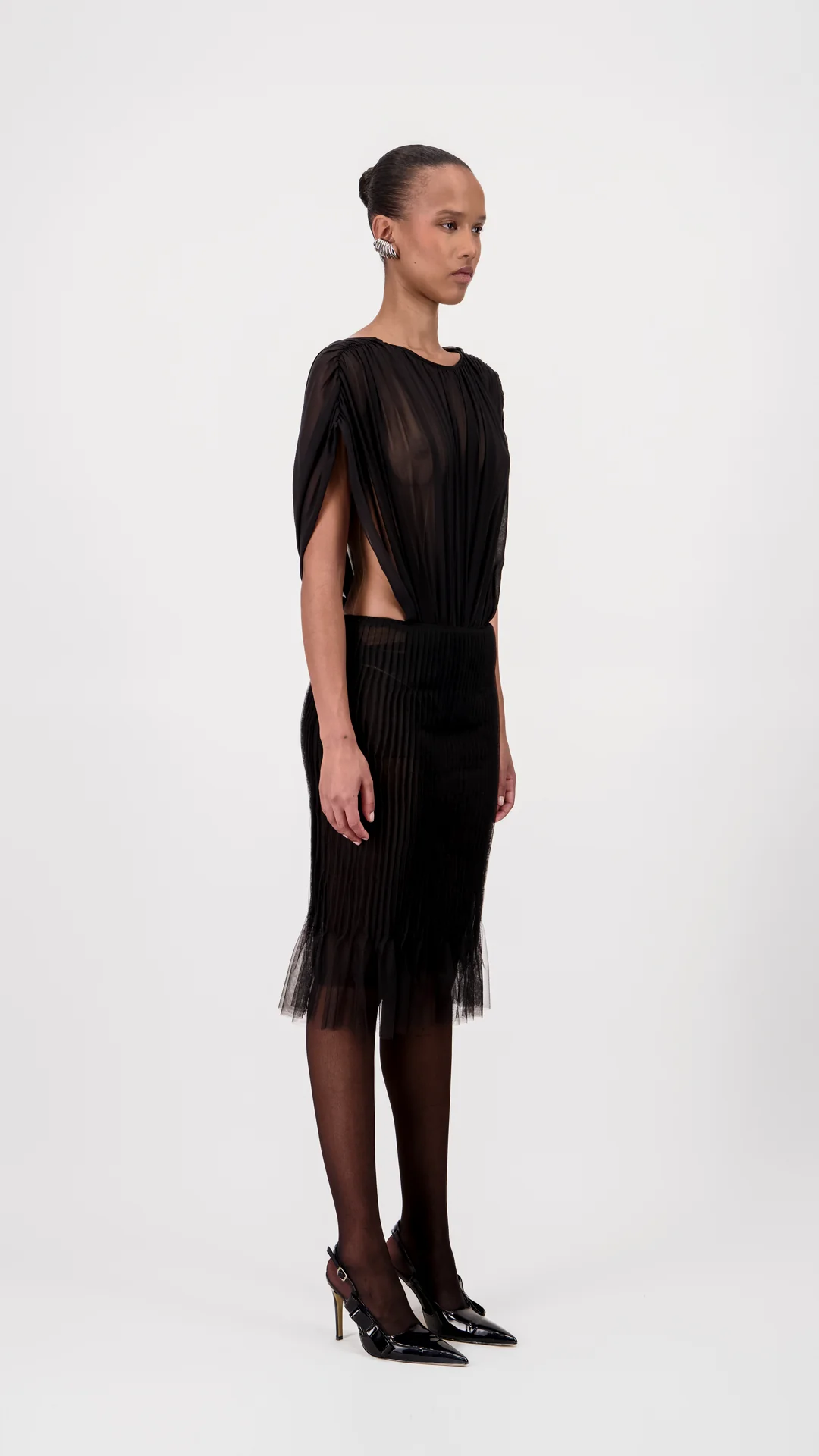 Pleated Georgette Bodysuit - Image 3