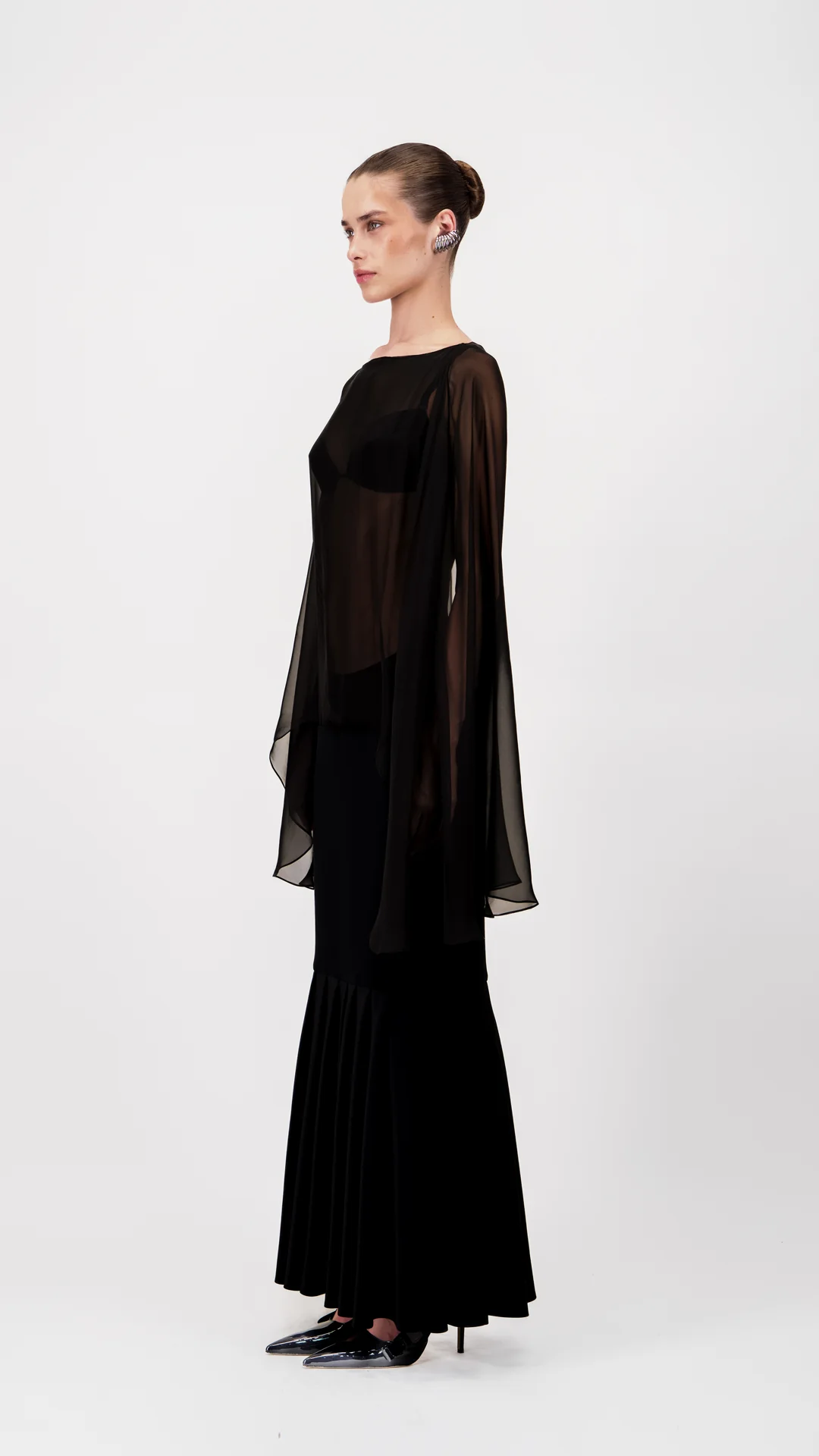 Sheer Sleeve Long Dress - Image 3