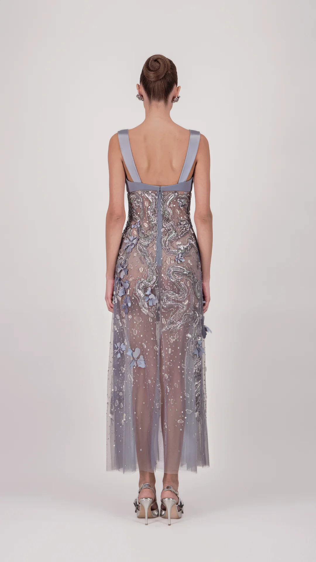 Square Neckline Embroidered Midi Dress - Image 2