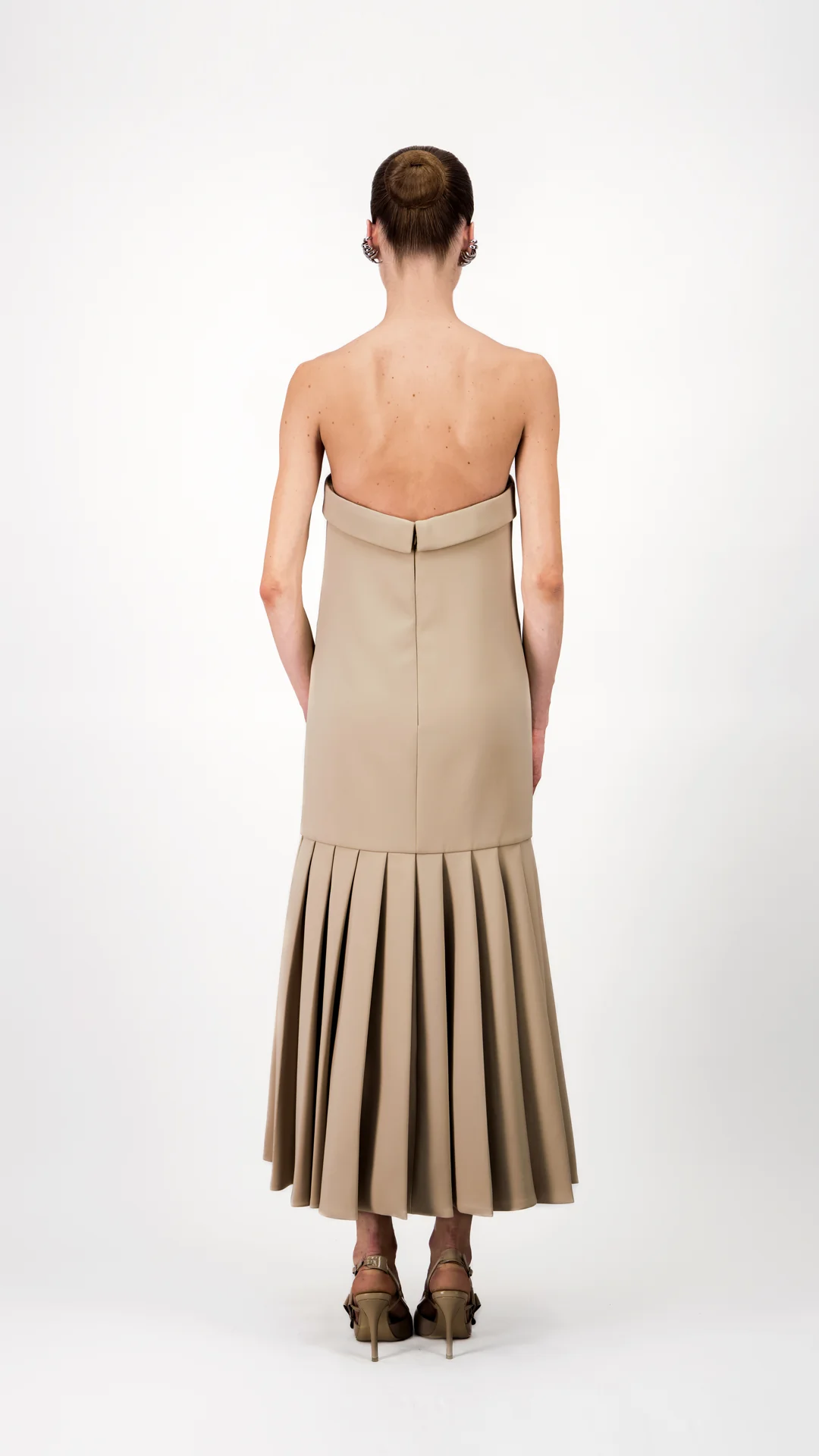 Strapless Pleated Midi Dress - Image 2