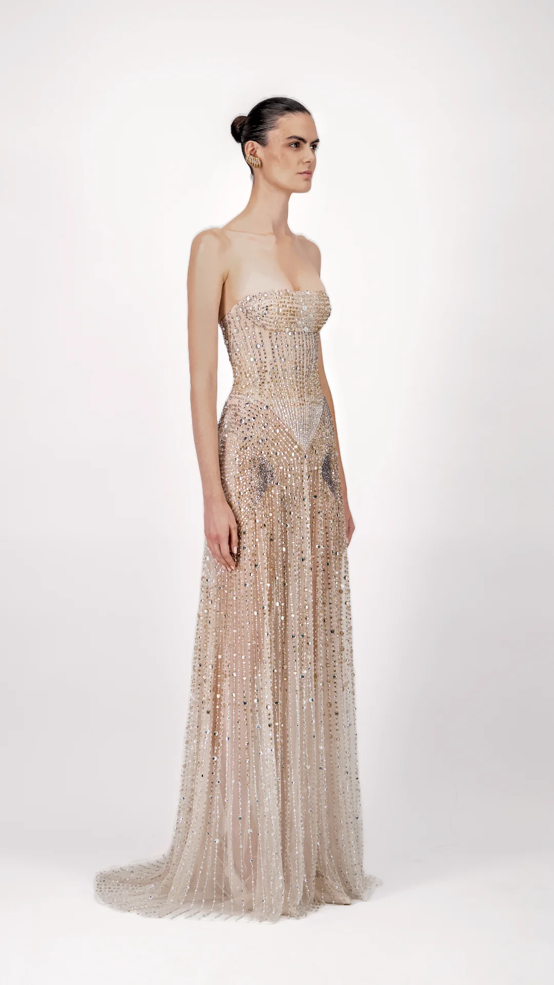 Strapless Beaded Long Dress - Image 3
