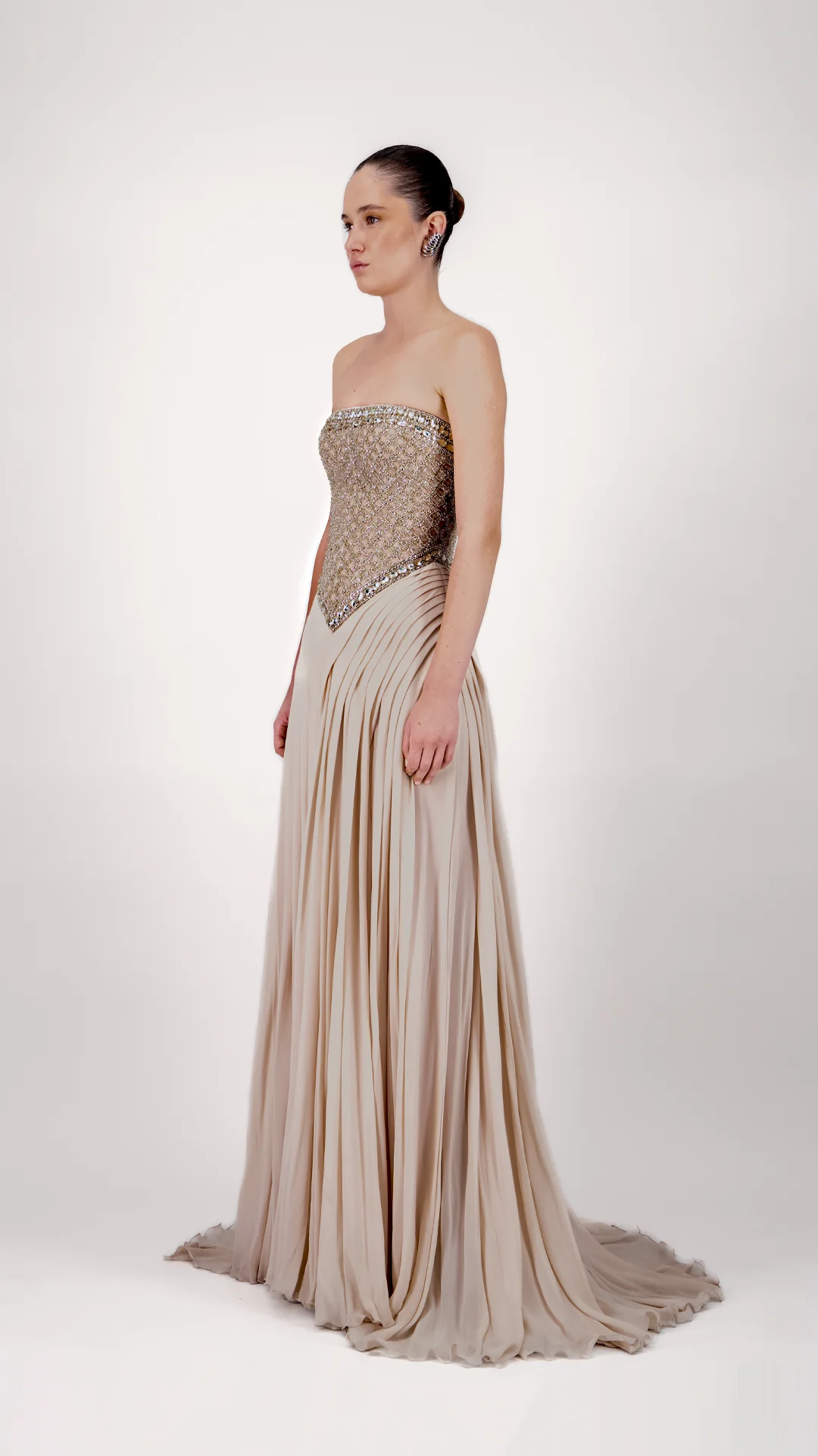Strapless Embellished Corset Long Dress - Image 3