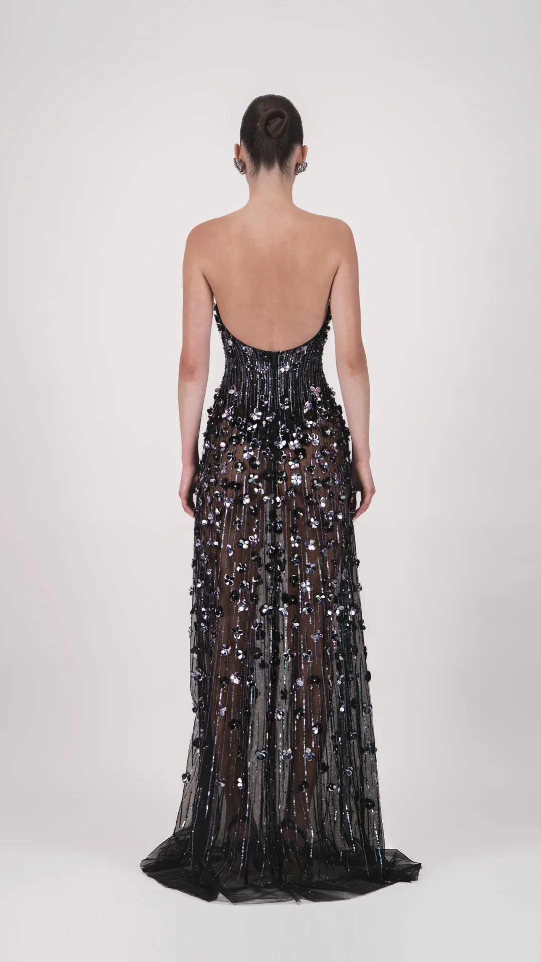Strapless Embellished Sheer Long Dress - Image 2