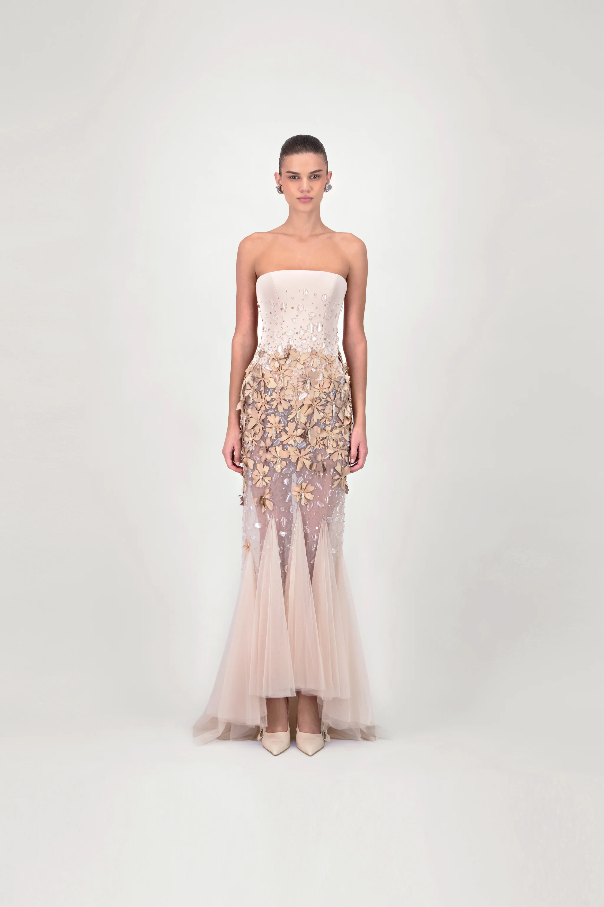 Strapless Floral Long Dress