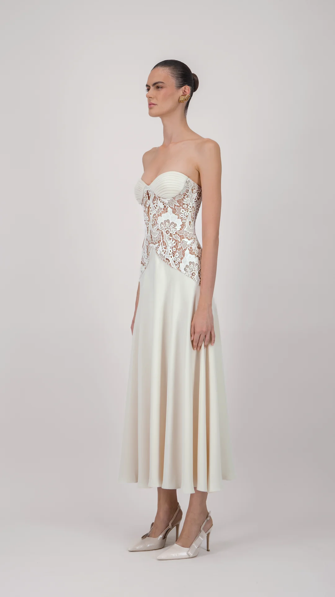 Strapless Lace Corset Midi Dress - Image 3