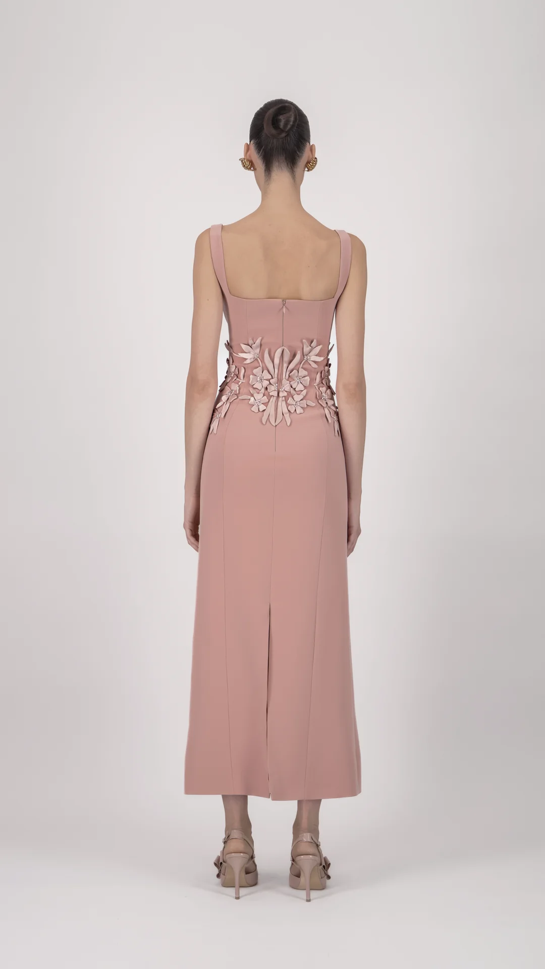 Structured V-Neck Midi Dress - Image 2