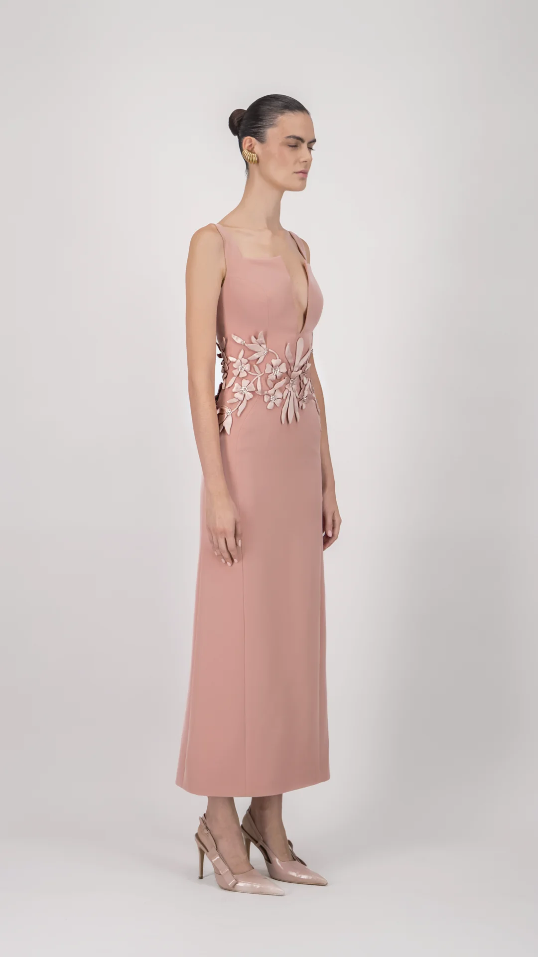Structured V-Neck Midi Dress - Image 3